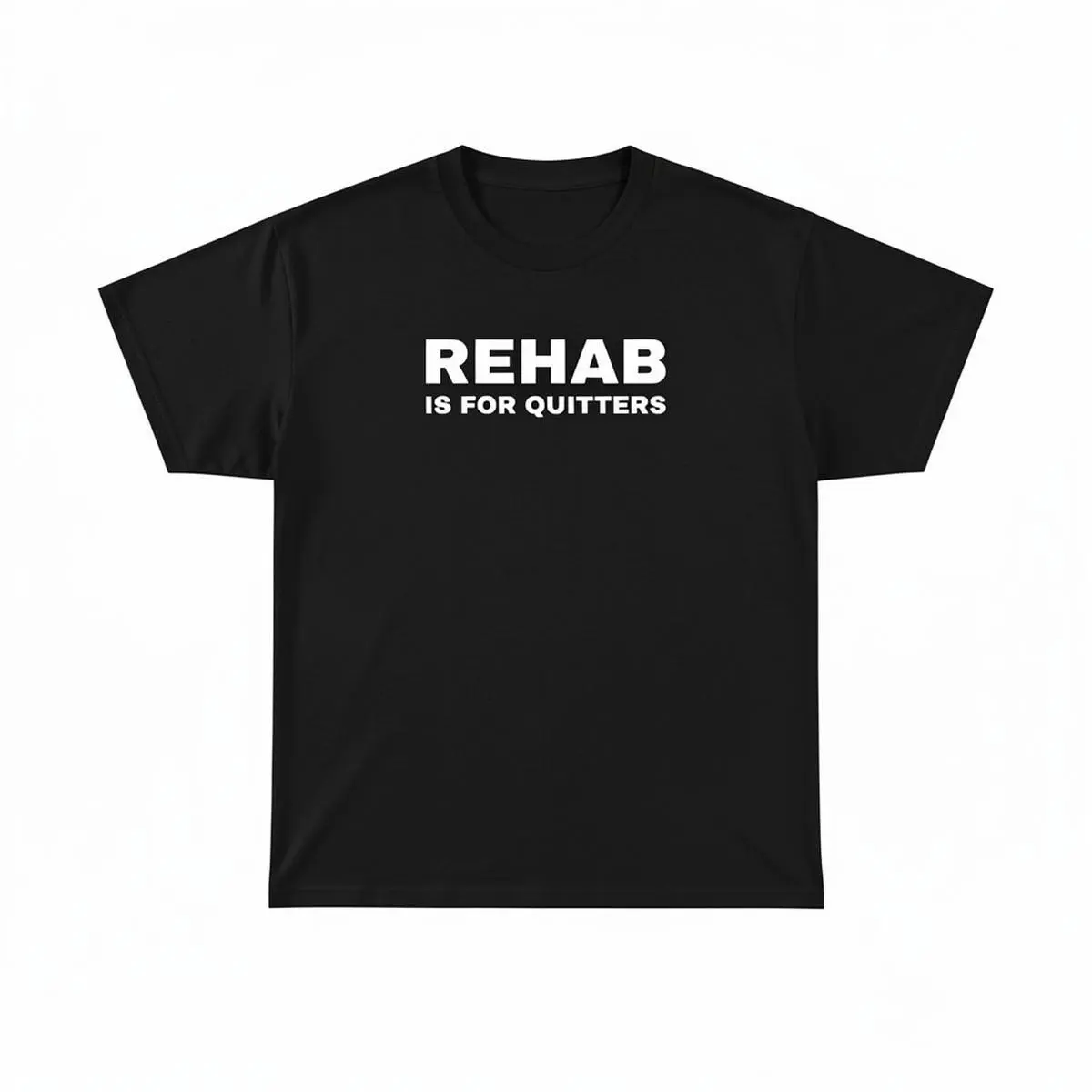 Men's Soft Heavy Cotton Classic Round Neck Short-Sleeve Unisex Basic Tee - "Rehab is for Quitters" Funny Print Streetwear, Drinking & Mental Health Gift, Relaxed Chic Menswear Top, All-Season Wear, T-Shirt
