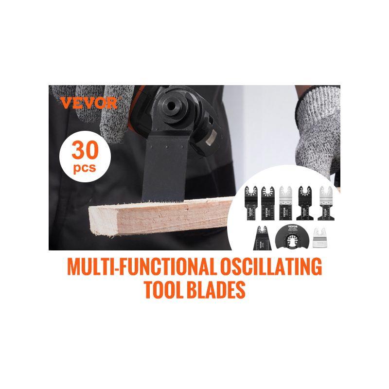 fathersdaygift VEVOR 30PCS Multi Tool Blades Kits, Universal Quick Release Oscillating Saw Blades, 8 Types Wood Metal Plastic Oscillating Tool Blades, Fit Dewalt Bosch Milwaukee Hitachi Chicago Craftsman