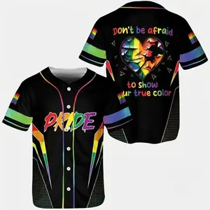 🌈Pride Month Rainbow Heart Baseball Jersey, LGBT Unisex Sports Fan Shirt, Cute Pride Parade Outfit