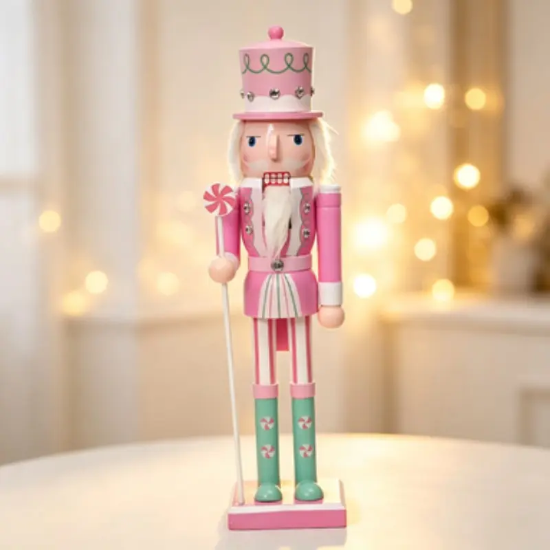 Hand-Painted 38cm Candy Macaron Nutcracker, Reusable & Durable Christmas Decoration, Lightweight & Portable, Easy to Install, Perfect Gift for Parties, Ornament