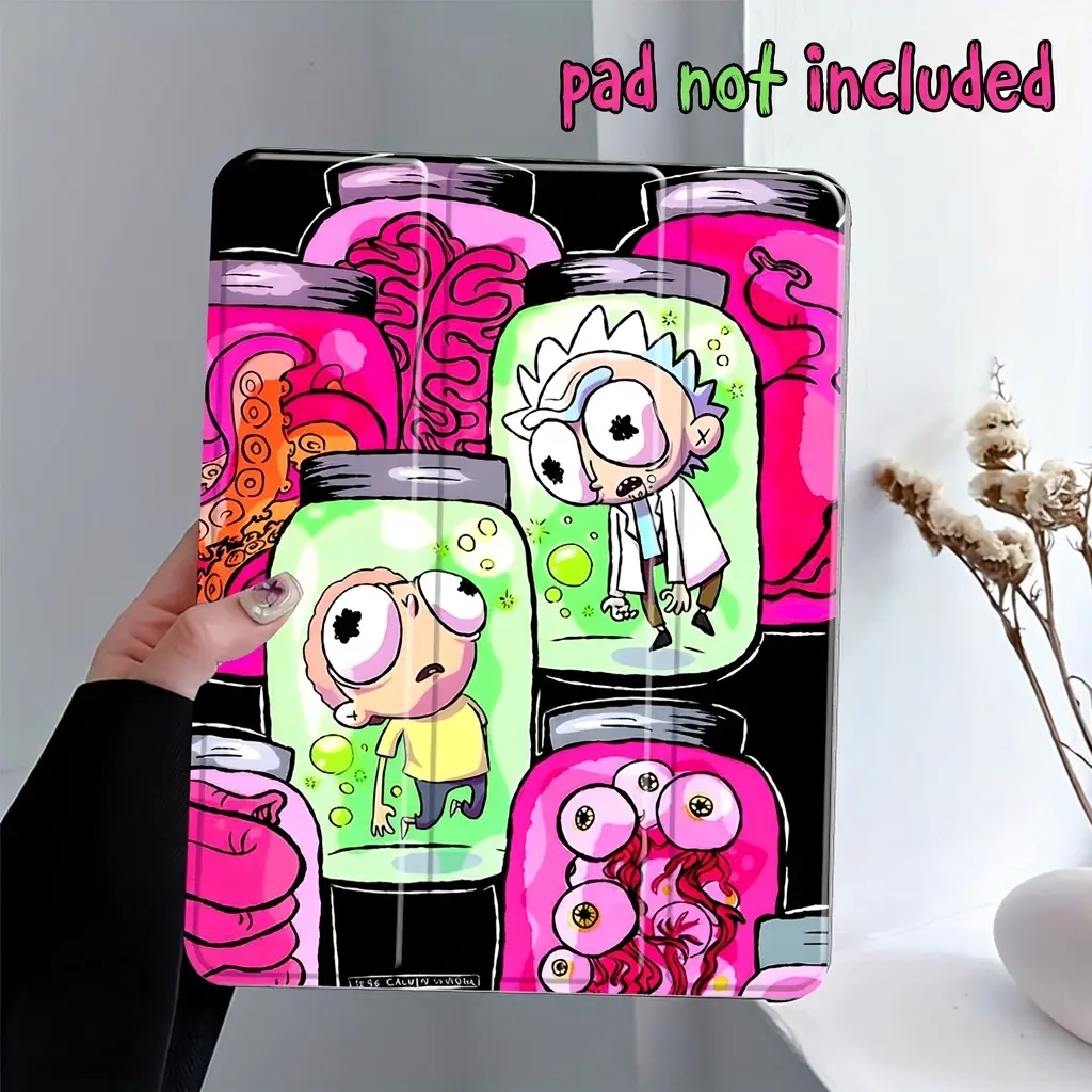 Creepy Sci-Fi Jar Art iPad Case with Pencil Holder, Shockproof Drop-proof Protective Cover, Dark Aesthetic Cartoon Design for Teens Adults, Fits iPad 7.9/8.3/10.2/10.5/10.9/11/12.9/13 Inch, for School & Daily Use, Ipad Accessories