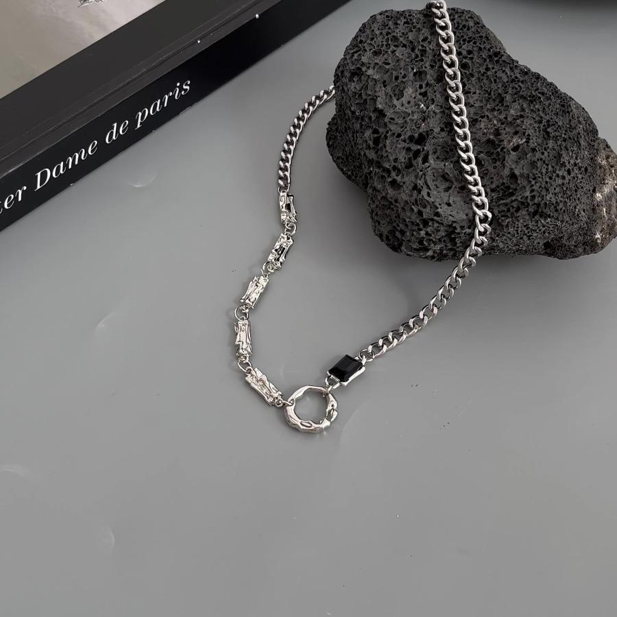 Titanium steel splicing necklace men's non-fading trendy design high-end sense personality versatile women's new accessories
