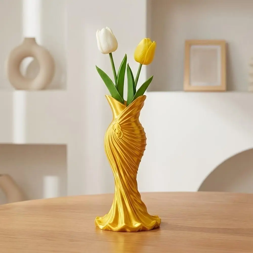 Modern Dress-Shaped Vase, 3D Printed Plastic Decorative Centerpiece, Minimalist Standing Accent for Entryway, Stylish Home Decor Gift, Props, Ornaments, Flowers, Indoor, Floral Or Branch, Standing Vase, Smooth Plastic, Shatterproof, Lightweight, Easy To C