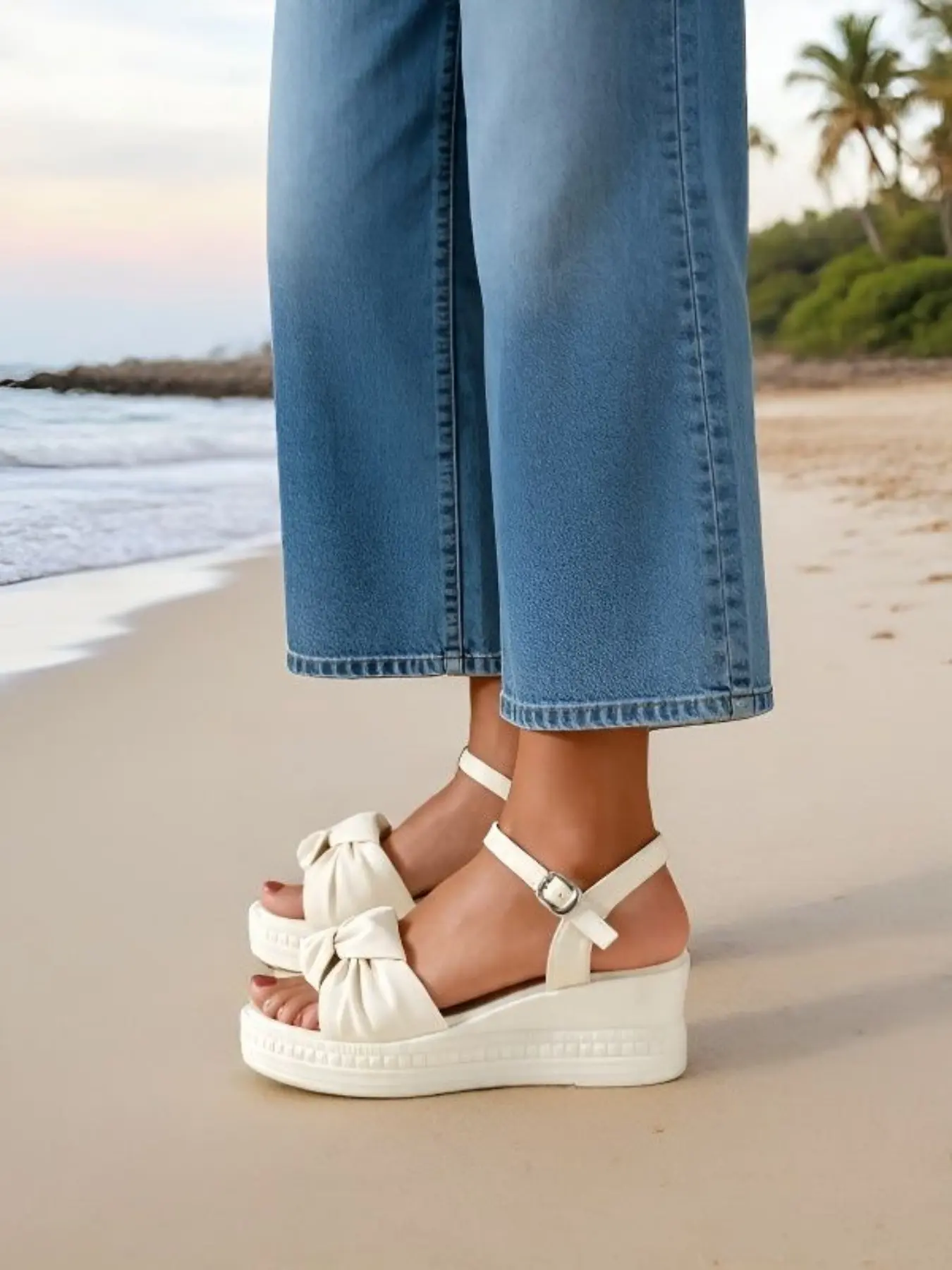 2026 Summer New Korean Style Flat Thick Sole Outdoor Versatile Platform Sandals for Women, Trendy, Comfortable, Casual Daily Footwear