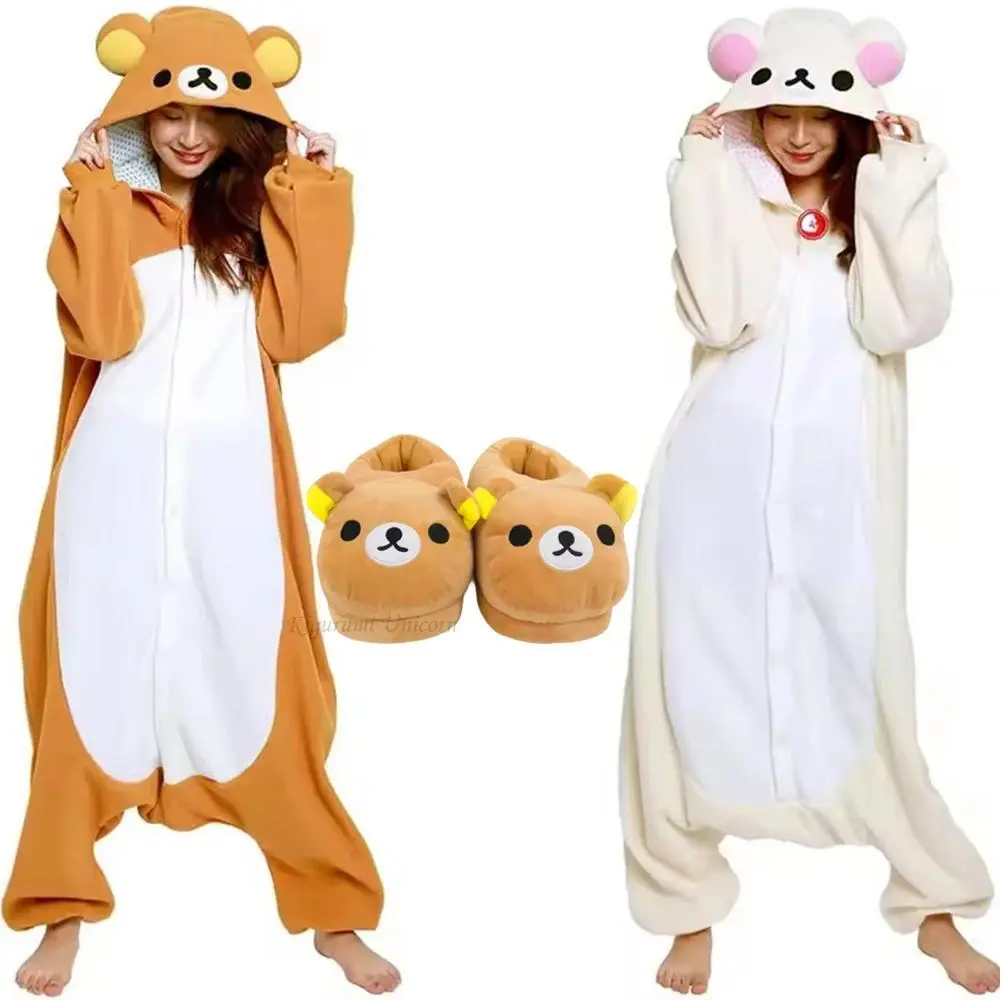 Adults' Button Closure Kigurumi Suit - Rilakkuma, Bear, Unicorn Themed Casual Holiday Loungewear Jumpsuit with Slipper (Toys & Hobbies Novelty Sleepwear), Pajamas
