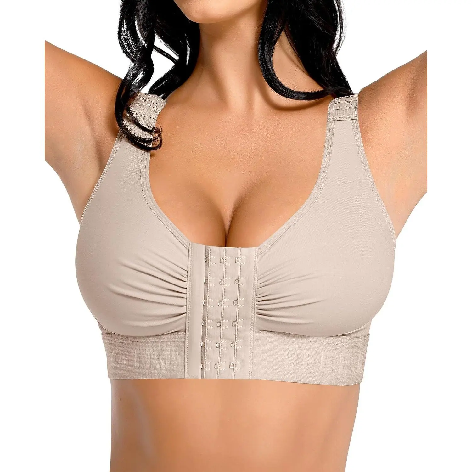 Post Surgery Compression Bra for Women's Front Closure Bra with Adjustable Straps Wirefree