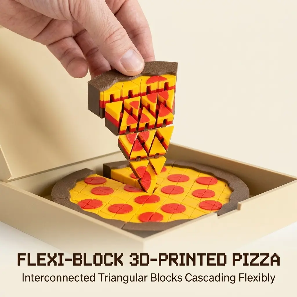 Mini Pixel Pizza Box, Pizza Slice Ornament, Stress Relief Toy, 3D Printed, Perfect for Collectors and Puzzle Enthusiasts