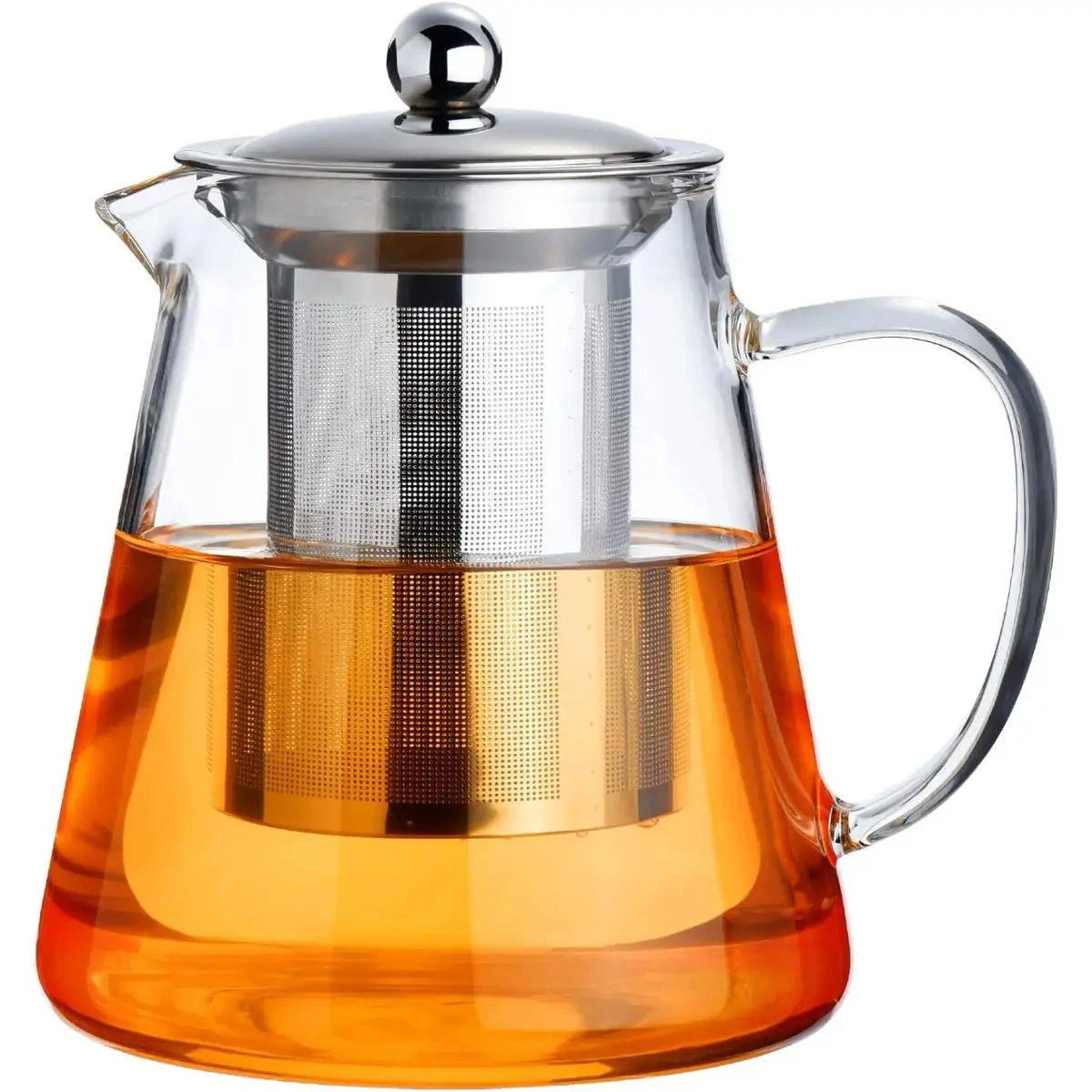 550ML/18.6oz Mini Size Glass Teapot Tea Kettle-with Stainless Steel Removable Infuser for Blooming Tea & Loose Leaf Tea, Microwave & Stovetop Safe