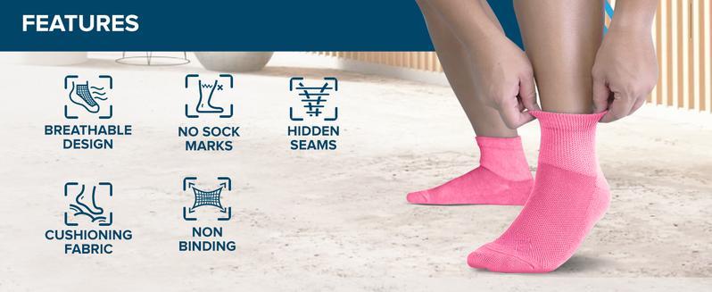 SUNDAY MIRTH Ankle Diabetic Socks for Women and Men - 4 Pairs|   Diabetic Ankle Socks for Women|   Neuropathy Socks