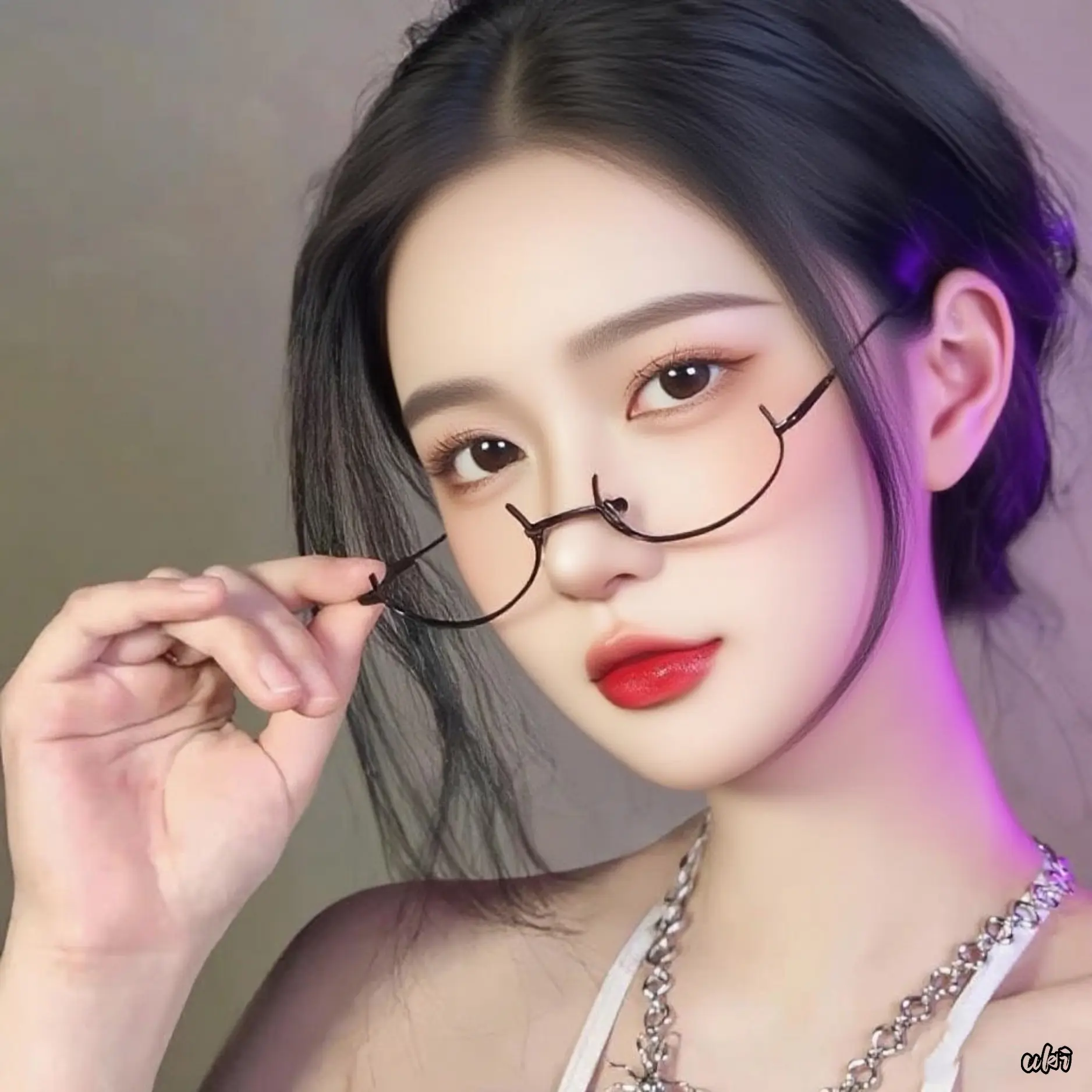 Women's Semi-Rimless Glasses for Casual Wear, Cute Frame Detailing, Non-Prescription/Lensless, Blending Sophisticated Confidence & Fresh Innocent Vibe (DIY Bag Accessories), Female, Cute Frames