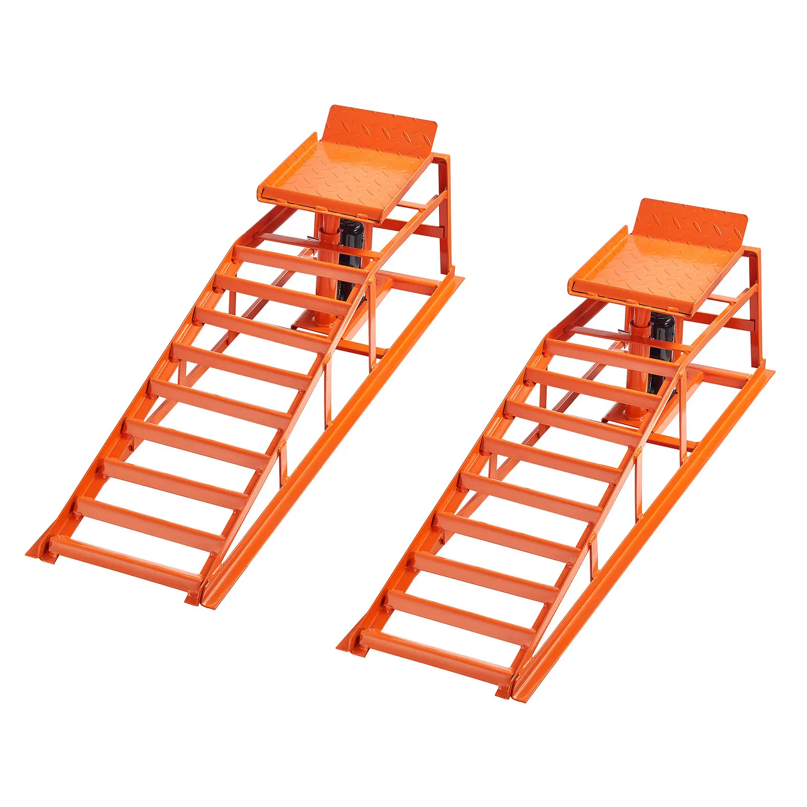 Hydraulic Car Ramps, Heavy Duty Hydraulic Vehicle Ramps, 11000 lbs Load Capacity, Carbon Steel Construction, 4-Level Height Adjustment, For Home Garage Maintenance and Oil Changes