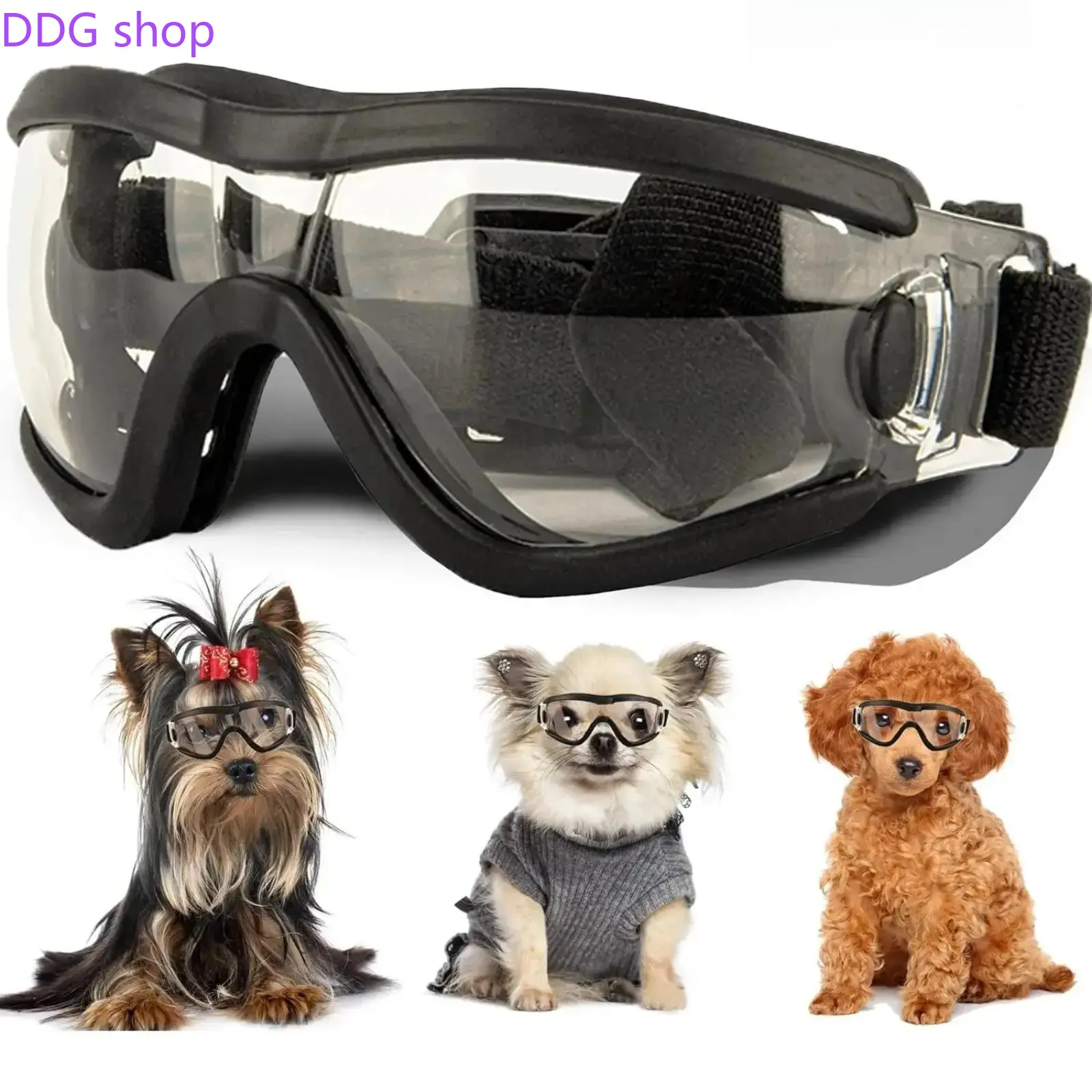 Adjustable Strap Small Dog Sunglasses, Windproof Soft UV Protection Puppy Goggles, Comfortable Eye Protection Pet Eyewear for Outdoor Use #summervibes