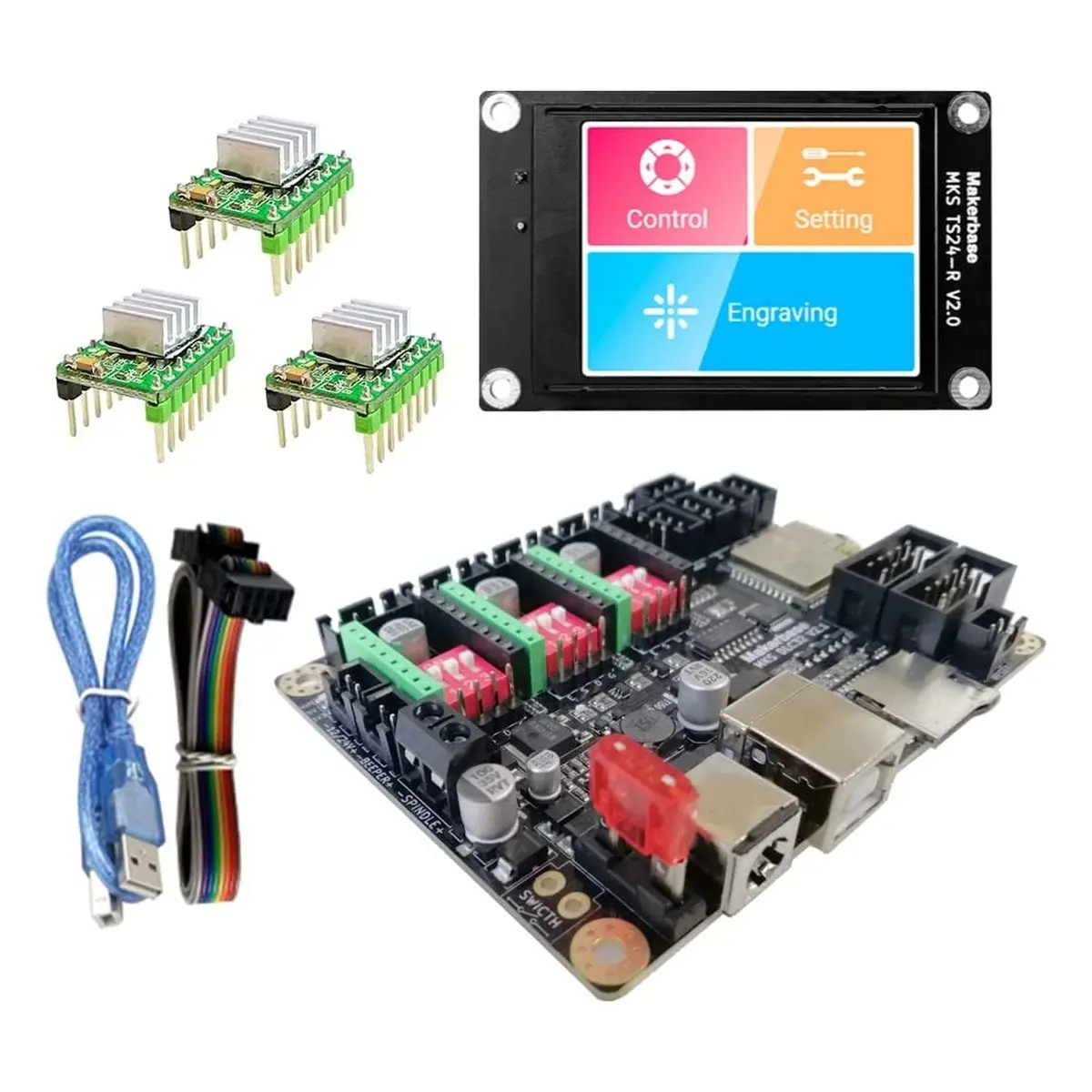 32-Bit ESP32 Grbl Expansion Board with DLC32 Control Card & TS24 CNC Offline Touch Screen, Offline Control Upgrade Tool for CNC3018 Pro, Mini Laser Engraving Carving Machine