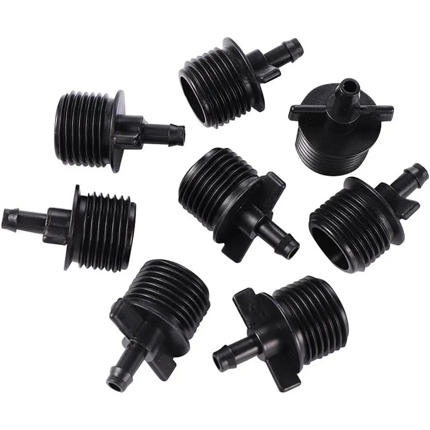 20-Count Black Threaded Fit Water Pipe Connector Set Pack - 1/2" to 1/4" Thread, 4/7 mm Irrigation Drip Hose Quick Coupling, Long-Lasting Outdoor Watering Accessory with Quick Install, Connectors
