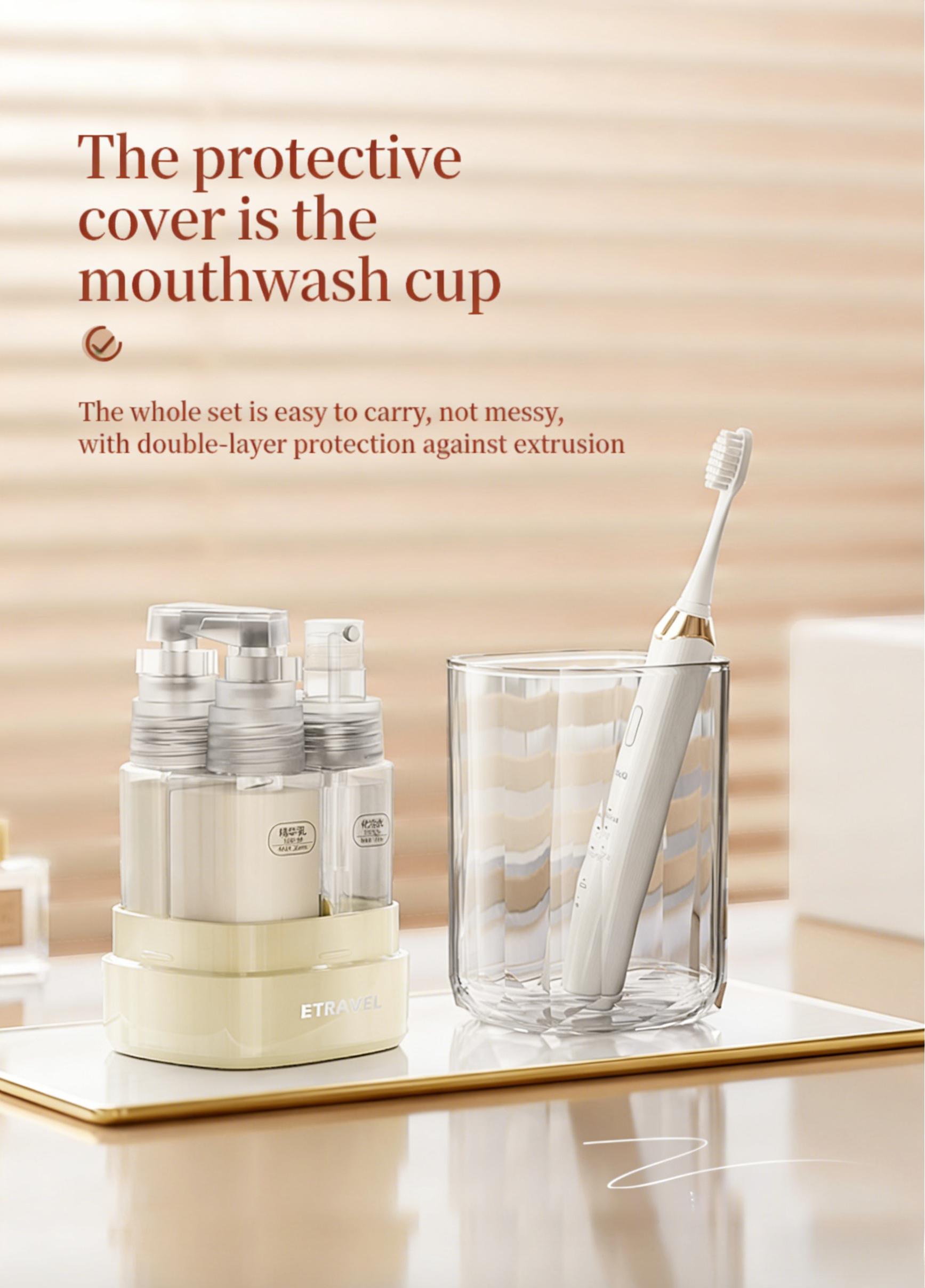 4-in-1 Travel Dispenser Bottle for Toiletries, Portable Cosmetic Shampoo Lotion Container, Lightweight Refillable Pump Bottle, Easy Press Smooth Flow, Luxury Travel Essentials