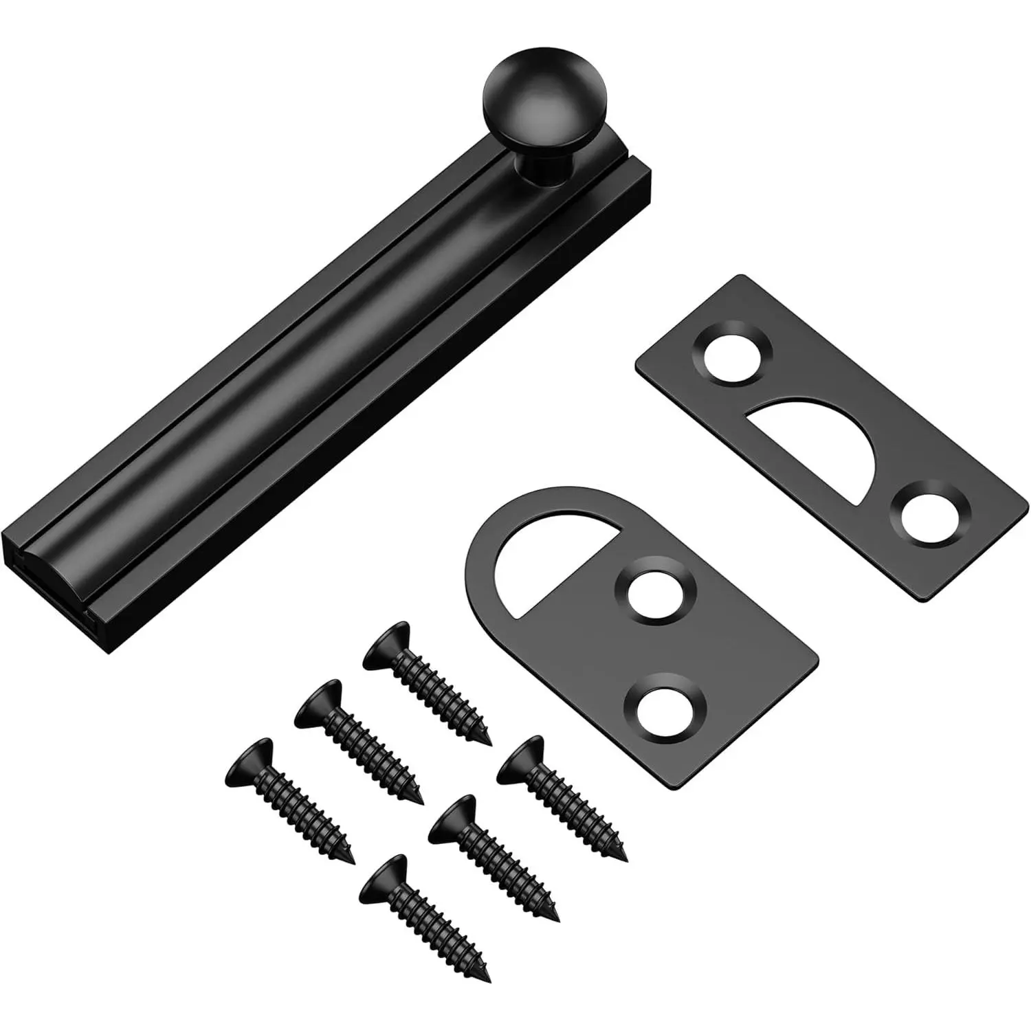 3 Inch Solid Brass Heavy Duty Concealed Slide Surface Door Bolt Latch, Black 1 Pack with Screws for French Doors Windows Cabinets Wooden Fence Yard