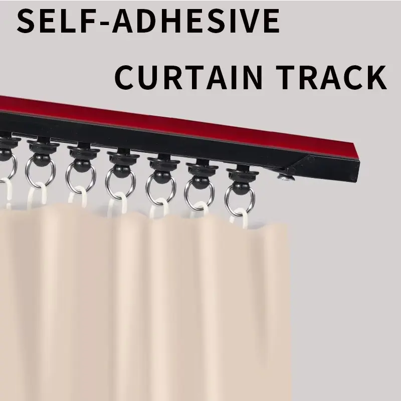 Self-Adhesive Curtain Track Kit No Drilling, Smooth Ceiling or Wall Curtain Rod, Ideal for Home Bedroom, Shower, Closet, RV, Curtain Rail Track, Ceiling Track for Curtains