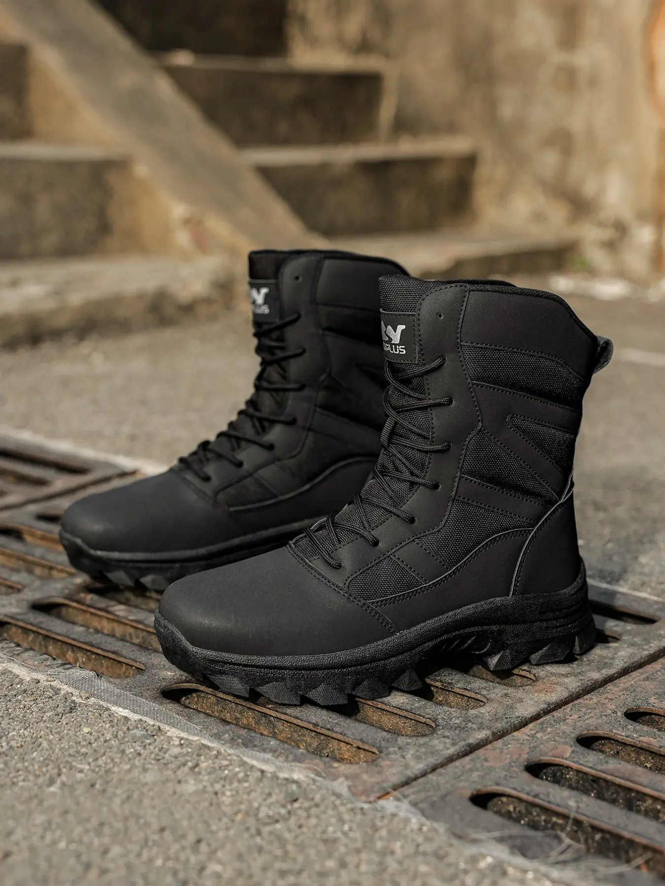 Men's High-Top Tactical Boots, Breathable Waterproof Outdoor Hiking Shoes, Durable Rubber Sole, Comfortable All Seasons Footwear, Trekking Shoes