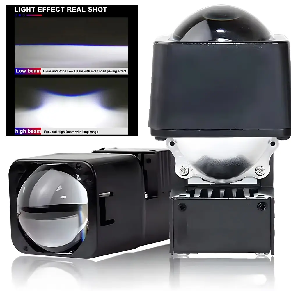 Matrix Dual LED Lens Car/motorcycle Headlight Projector Kit, 1.5 Inch, High/low Beam Mode, H4/h7 Bulb Compatible, Auto Accessories, LED Headlight Bulbs