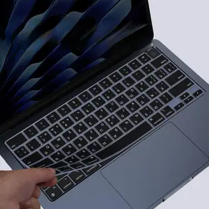 Russian Language Keyboard Cover Skin for 2026-2022 MacBook Air 15.3 inch A3448 A2941 A3114 A3241/MacBook Air 13.6 inch A3449 A3113 A2681 A3240 with M5 M4 M3 M2,MacBook Air Keyboard Protector-Black Laptop Keyboard Covers