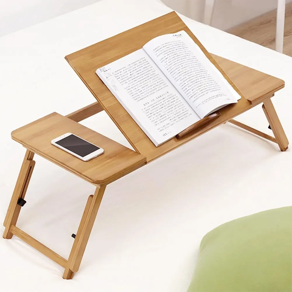 Garvee - bamboo computer with 4 Adjustable Gears, laptop computer with Tiltable Top, Adjustable Tray for Bed, sofa, Floor, for Eating, Writing and