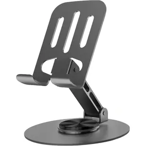Universal Metal Cell Phone Stand, Multi-Angel Adjustable 360 °     Rotation Non-Slip Metal Phone Stand  with iPhone 17 16 Pro Max and All Smartphones (Grey)