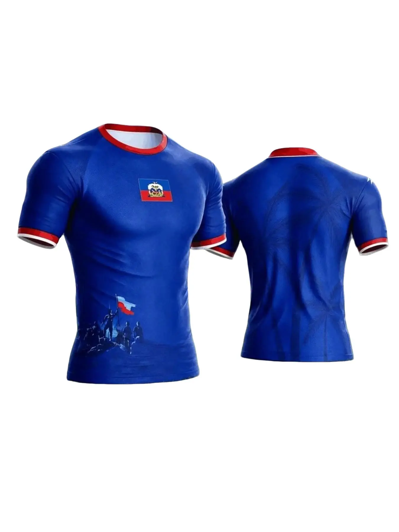 2026 New Haiti Football Short Sleeve T-Shirt, Sporty Casual Fan Jersey, Summer Sweat-Wicking Breathable, Unisex 3D Print Flag Design