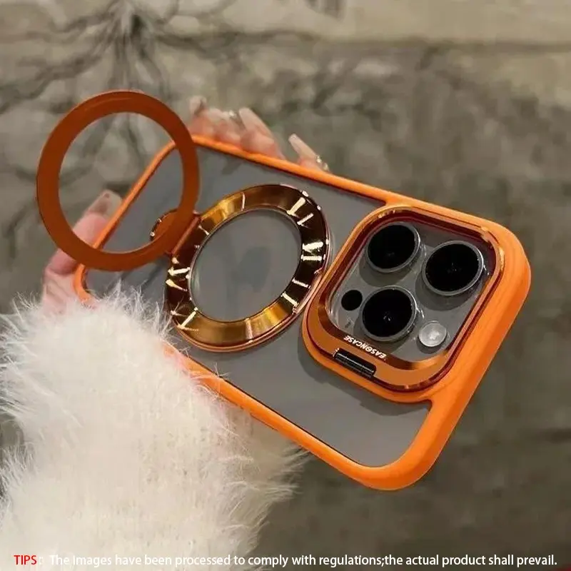 for iPhone 17 16 Pro Max 15 14 13 12 11 Plus Pro Max, Equipped with lens protection cover the lens frame can be used as a stand Holder to open, supports wireless charging, Protective transparent mobile phone case, Casing, protects your mobile phone