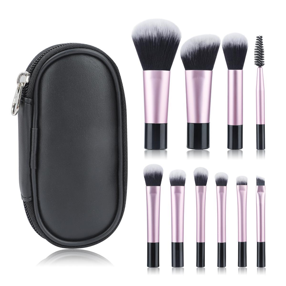 Mini Makeup Brushes Set, 10pcs/set Portable Makeup Brushes with Storage Bag for Travel, Soft Makeup Brushes for Foundation, Powder, Concealers, Cosmetic Tool Set, Beauty Products, Makeup Products Travel Essentials, Makeup Brushes Sets
