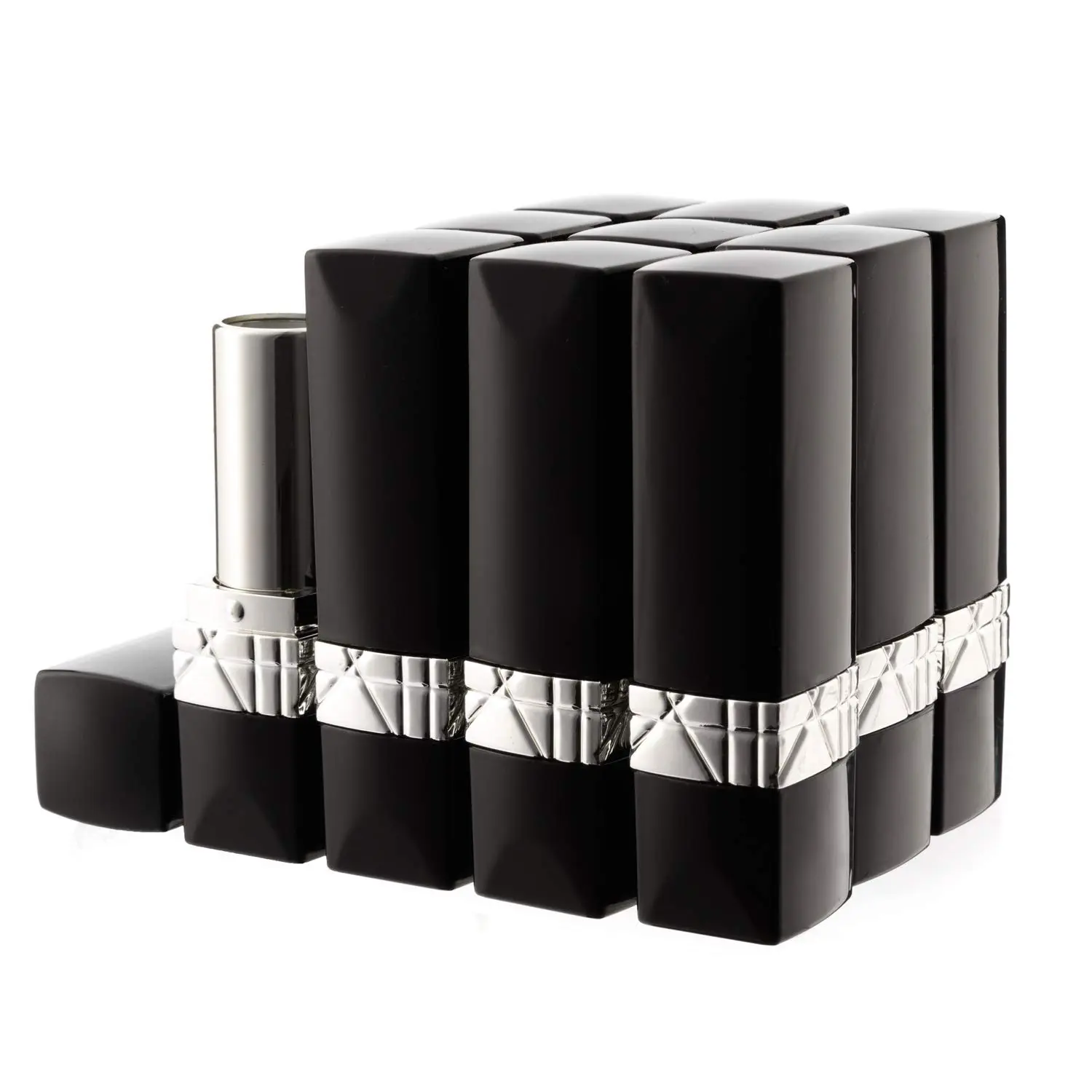 10 count Black Empty Lipstick Tubes DIY Lip Balm Container (Rectangle Tube)