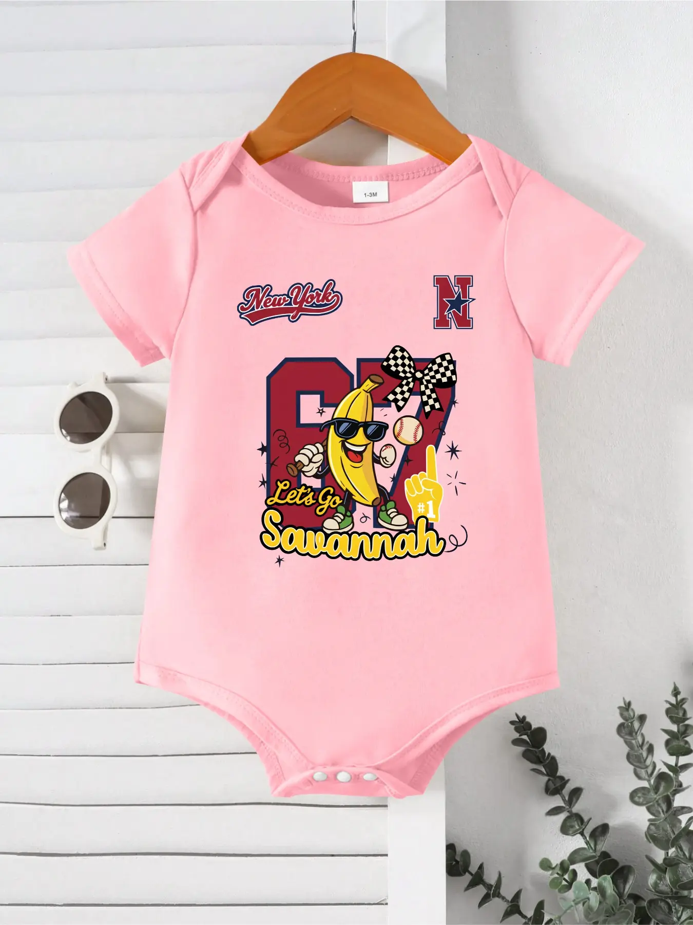 Kids Summer Fashion Jumpsuit, Short Sleeve Graphic “Six-Seven” Banana Print, Slim-Fit Casual, Unisex, Perfect for Outdoor Activities, Creative Gift Idea