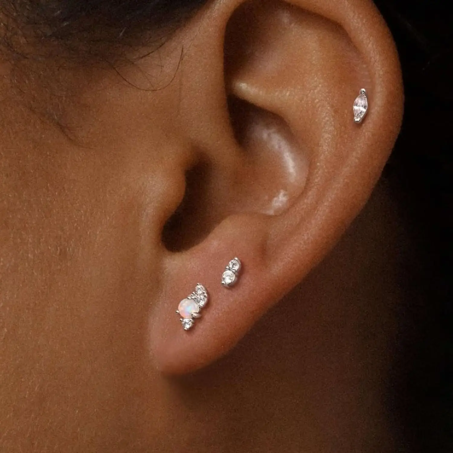 FIASASO Flat Back Stud Earrings for Women - S925 Sterling Silver Post Cartilage Helix Piercing Jewelry 14K Plated Gold Silver