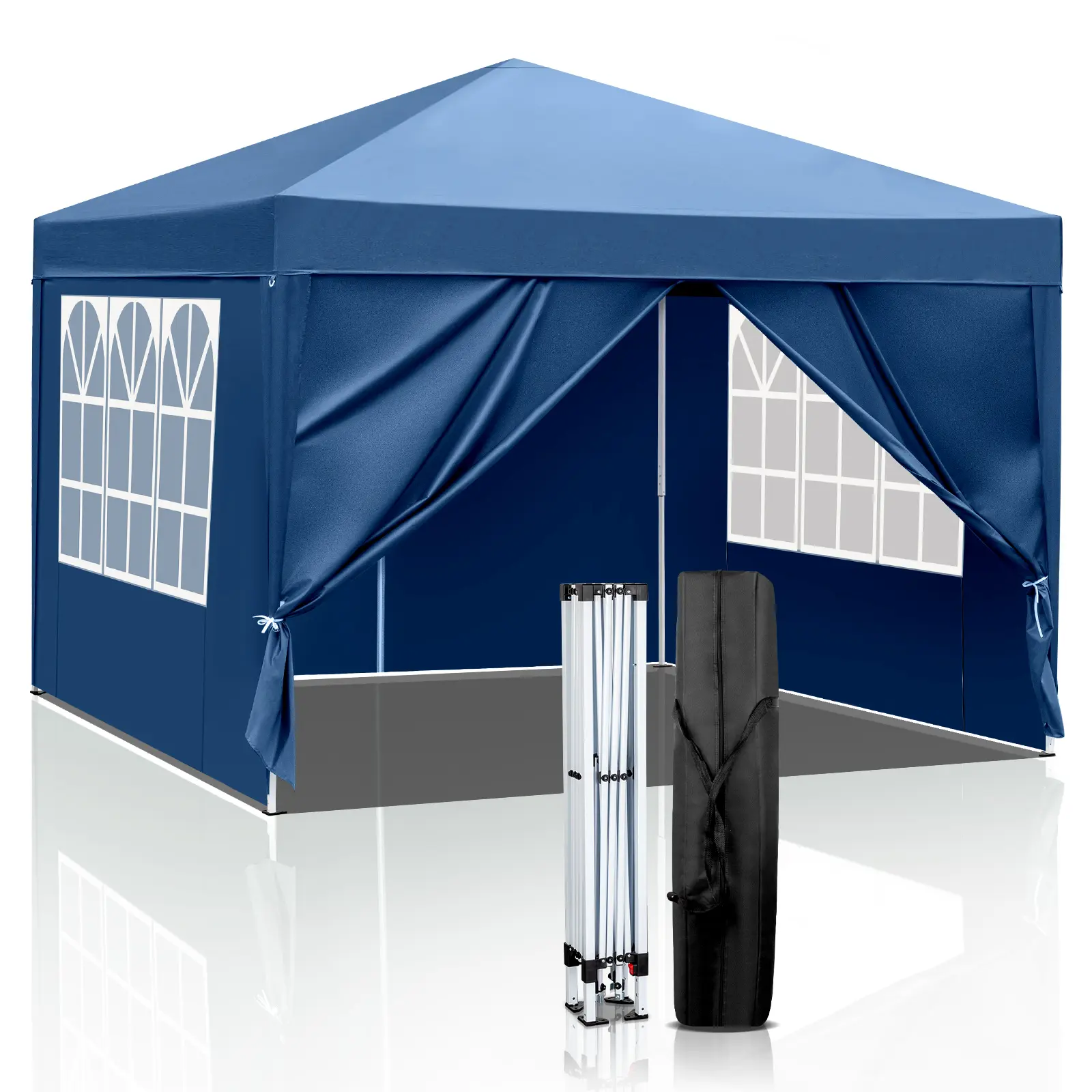 10x10 Square Pop Up Canopy Tent - Commercial Grade Steel Frame Oxford Fabric, Easy-Setup Instant Outdoor Shelter with Removable Sidewalls for Camping, BBQs, Weddings