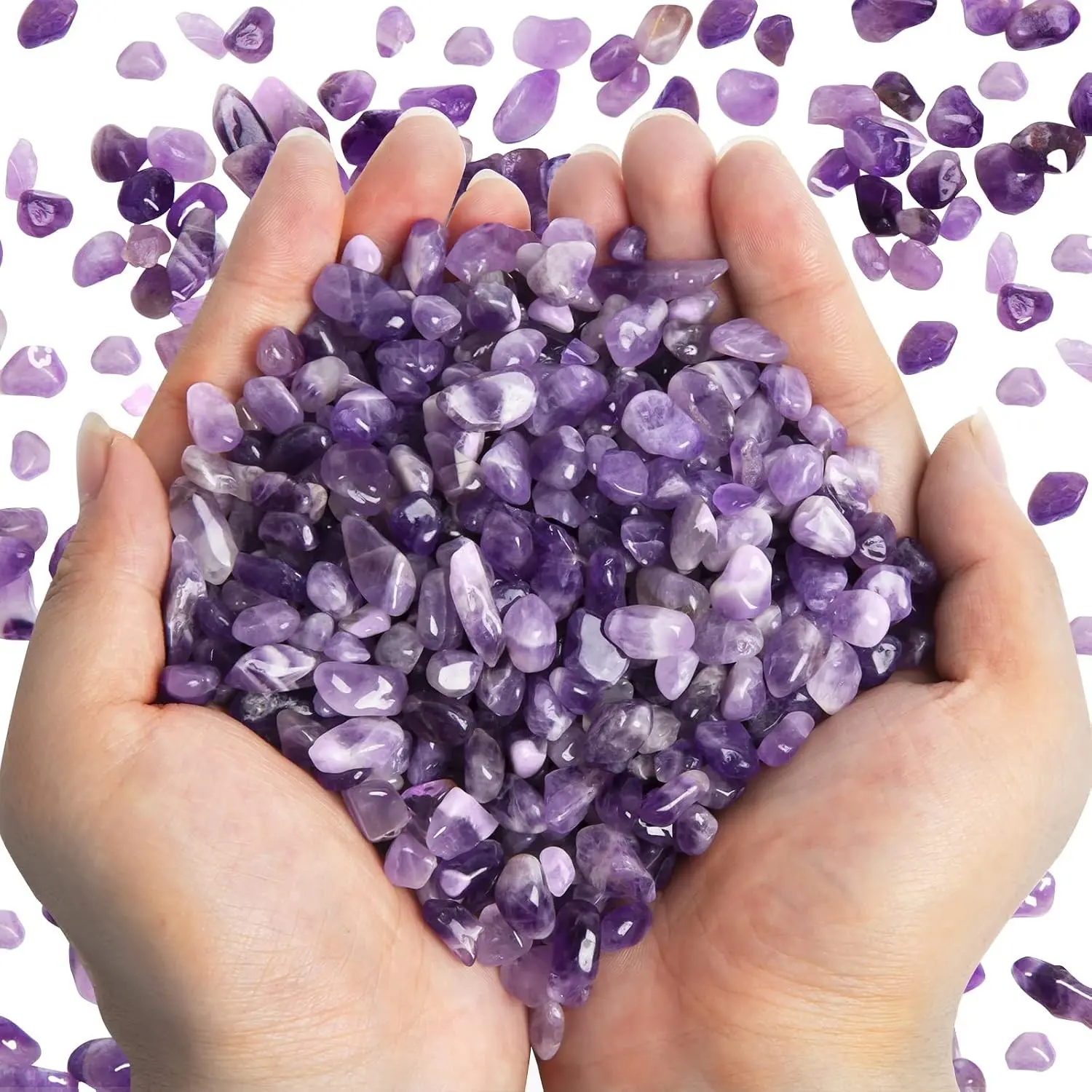 Polished Natural Amethyst Crystal Chips Bulk 1LB | Small Tumbled Gemstones for Healing, Fish Tank Gravel, Vase Filler, Home Decor (405g/14.28oz)Gift