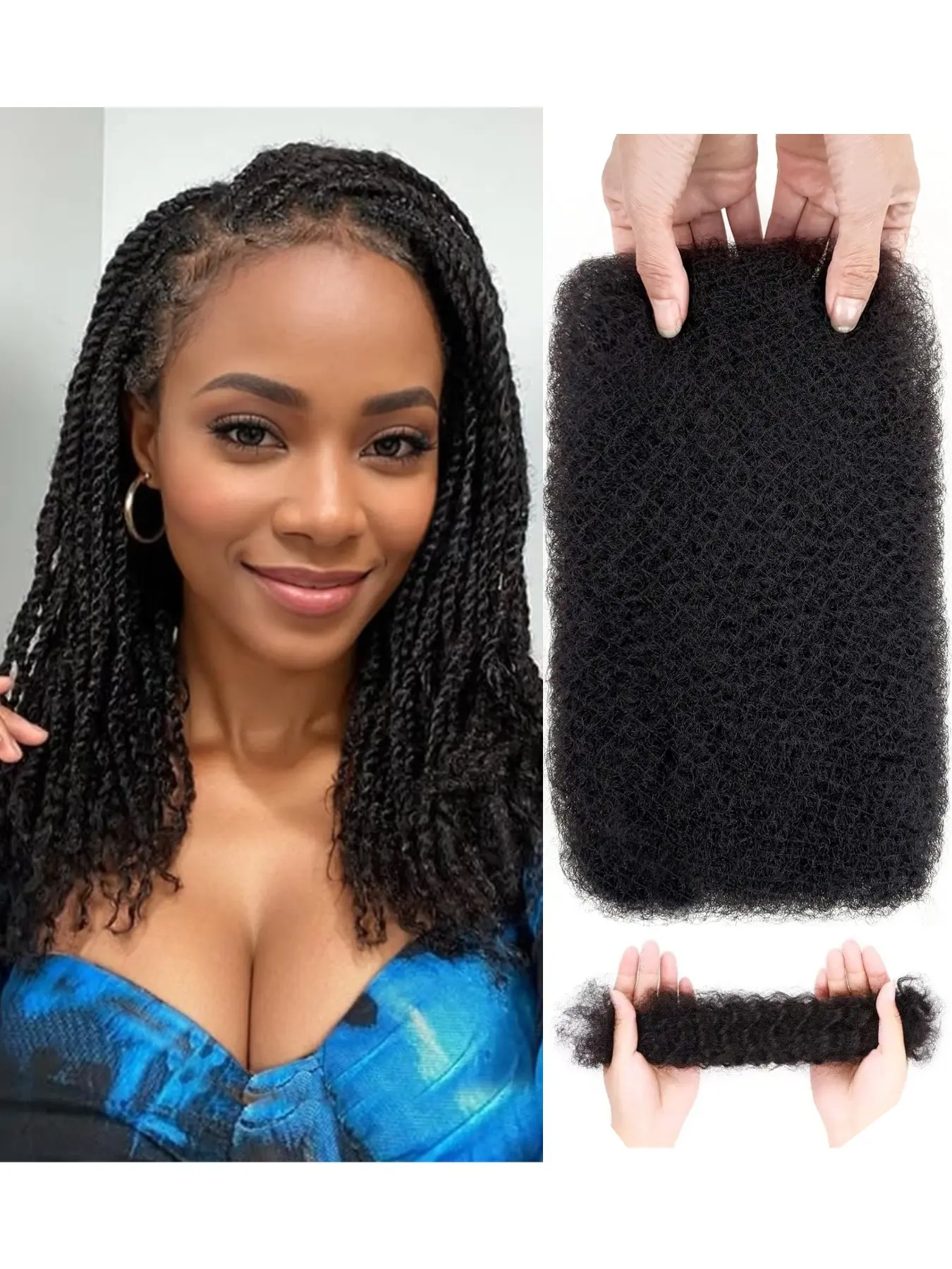 Afro Kinkys Bulk Human Hair for Loc Repair 30g Natural Black Unprocessed Human Hair for Dreadlock Restoration Low Shedding Tangle Free
