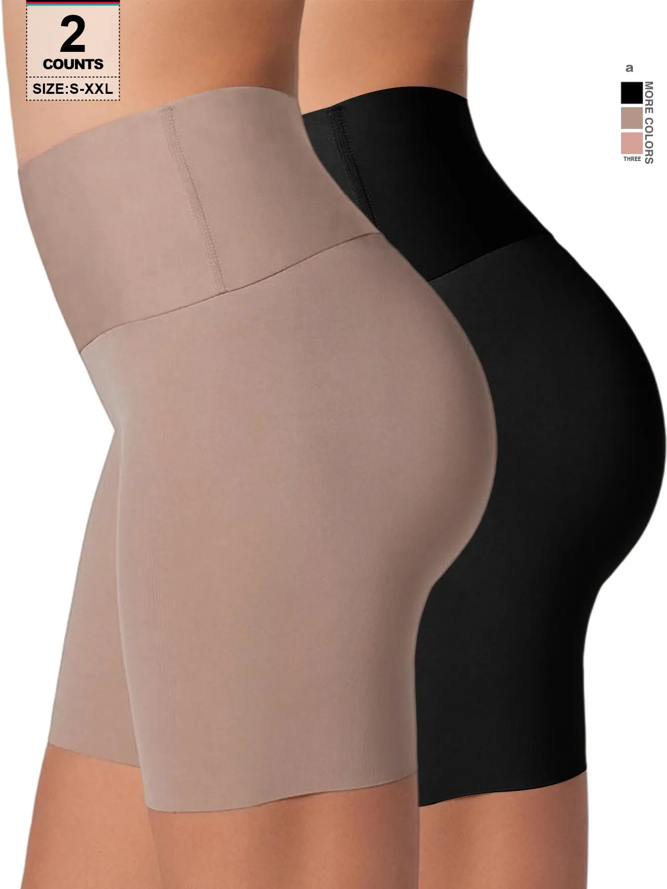 Seamless High Waist Anti Roll Mid Thigh Shaping Shorts, Shapewear, Lightweight Smooth Fabric, Anti-Chafing Undershorts for Daily Wear, Weddings, Parties
