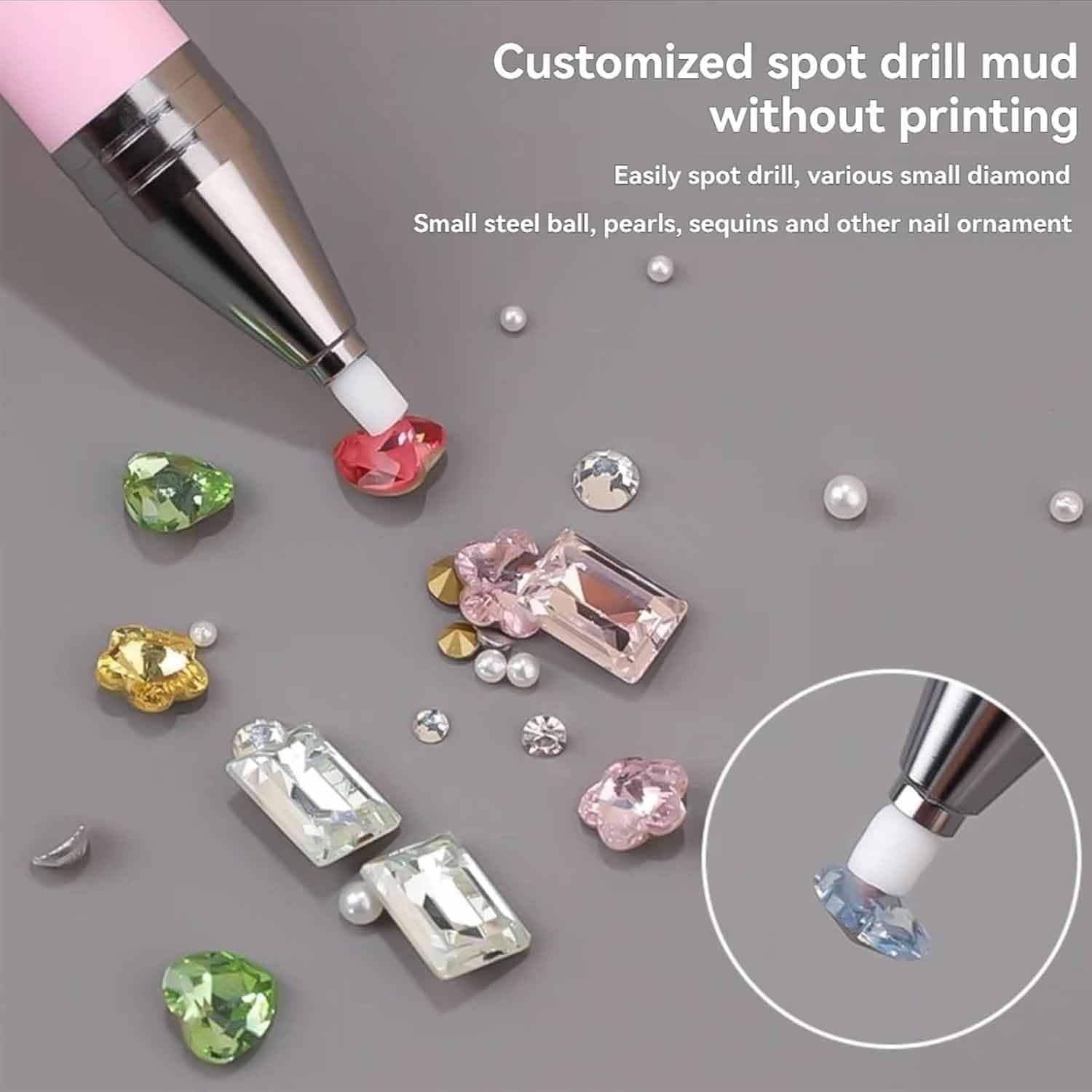 Automatic Refillable Wax Pen with 2 Refills - Automatic Refillable Applicator for Nail Art & Diamond Painting, Professional Gem Pickup Tool for DIY Crafts (Mix)