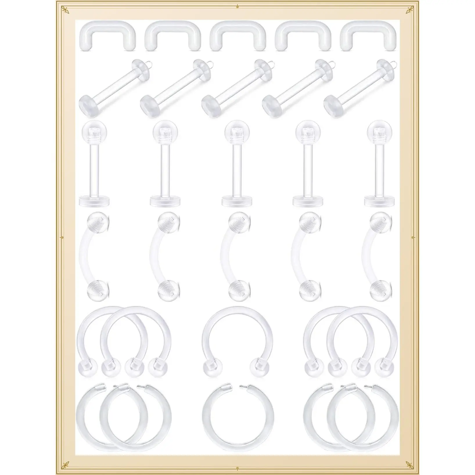 16G Clear Piercing Retainers Flexible Cartilage Helix Daith Rook Tragus Earring Retainer Bioflex Plastic Nose Septum Lip Eyebrow Rings Piercing RetainerGift