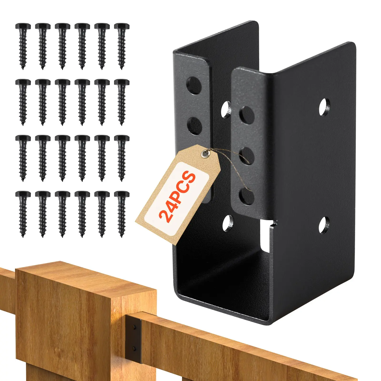 VEVOR Concealed Joist Hanger, 2x4 Inch Outdoor Concealed-Flange Joist Bracket with Screws, Steel Light Joist Hangers for 1.93x 3.62 Inch/ 49x 92 mm Beam, Swing, Fence, Wooden Slides, 24 Pcs