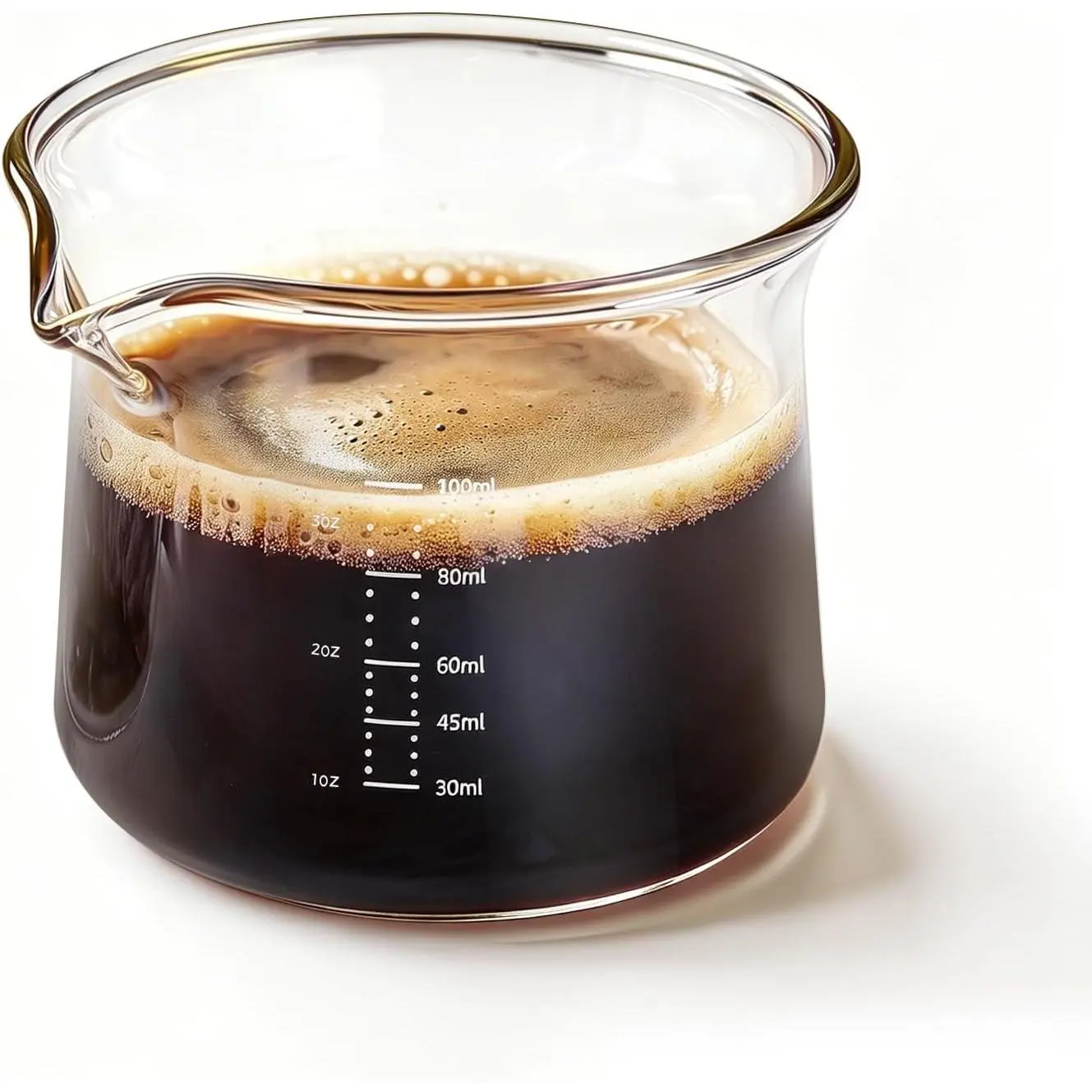 Espresso Shot Glass with Spout & Flared Rim, 3.4oz/100ml | Borosilicate Glass, Precision Pouring, -Scale Accuracy, Easy to Rinse Clean, Fits Espresso Maker