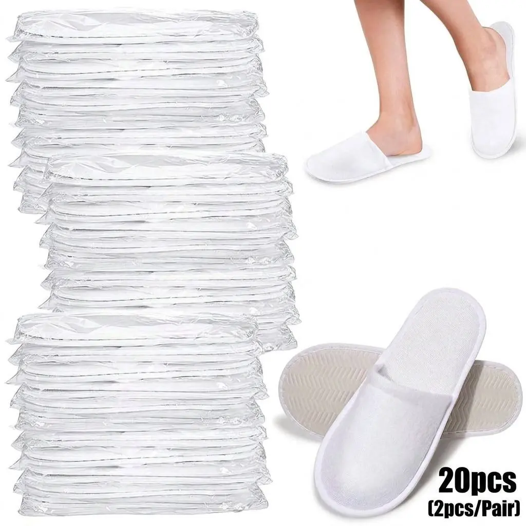 20pcs (2pcs/Pair) Disposable Slippers, Indoor Slippers, Plush Slippers, Disposable Hotel Slippers, Women Men Slippers For Air Travel, Guest Room, Hotel, Hotel Supplies, Cleaning Supplies, Household Gadgets, Back To School Supplies,Suitable For T