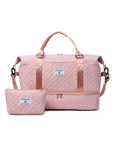 Large Capacity Travel Bag Set, Portable Travel Duffle Bag, Letter Pattern Zipper Travel Bag with Shoe Compartment, Casual Sports Fitness Bag for Women & Men, Travel Cosmetic Bags