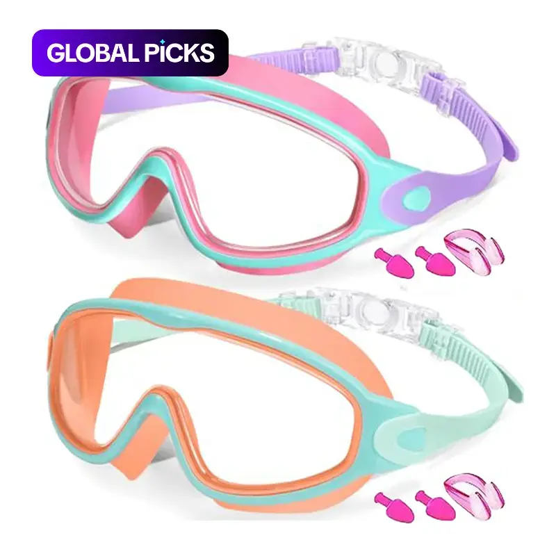 Kids Swimming Goggles, 2-Count Anti-Fog Goggles with Earplugs, Wide-View Design and Comfortable Silicone Material for Boys & Girls, Diving Goggles, Swim Glasses, Water Goggles, Swimming Accessories #GLOBAL PICKS