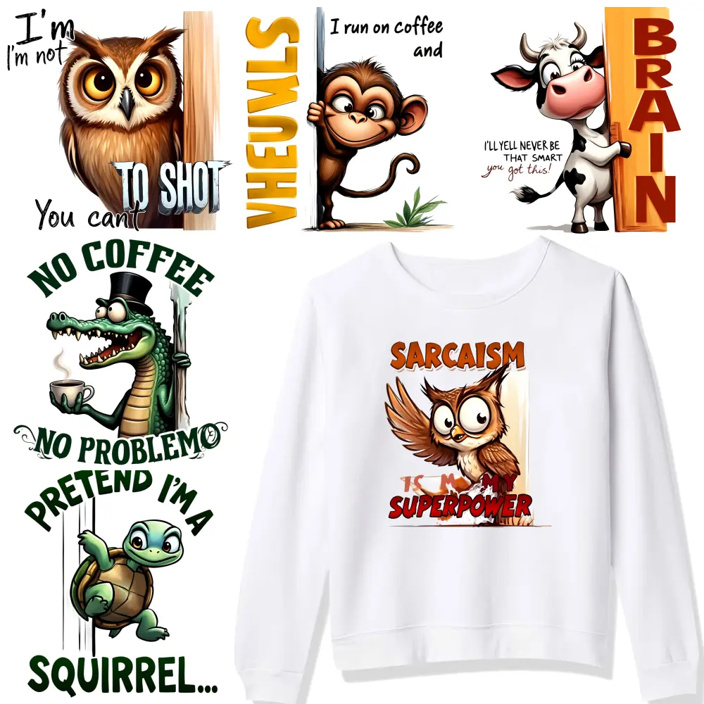 6 Pcs Sarcasm Superpower Iron on Transfers Press Washable Stickers casual style. iron on decals Transfers Sticker On Clothes for clothing, T-shirts, jeans, backpacks, hats, pillows. Iron On Transfer Patches