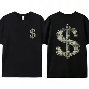 Ripped Dollar Print T-Shirt - Unisex crew neck short-sleeved shirt, casual all-season knit fabric, slightly stretchy, breathable, suitable for adults, multi-functional design.