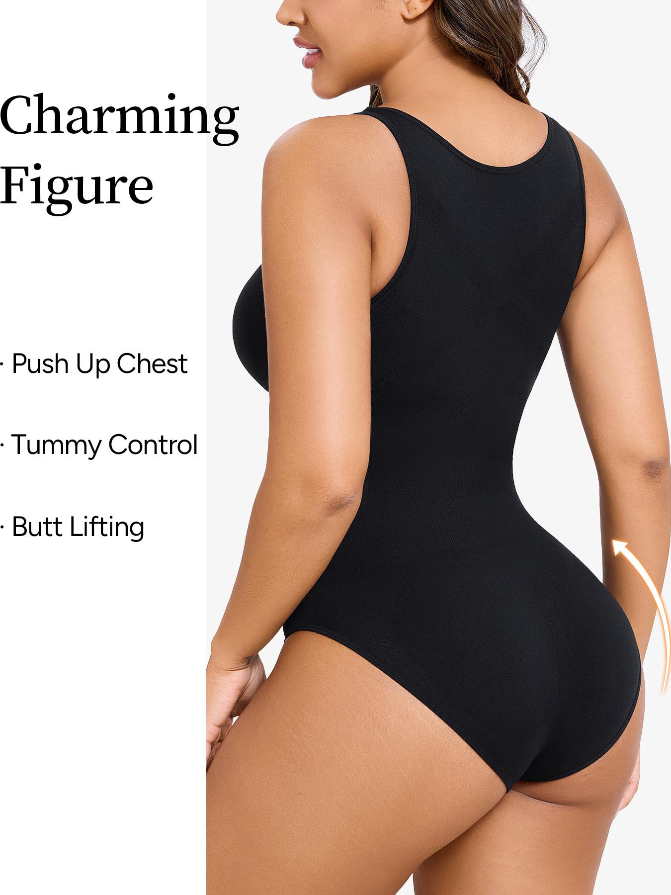 Women's Deep V Fashion Shapewear Bodysuit - Womenswear Lightweight Abdomen Control Bodyshaper with Light Shaping Support, Butt Lifting, Normal Type Fabric Underwear Vest