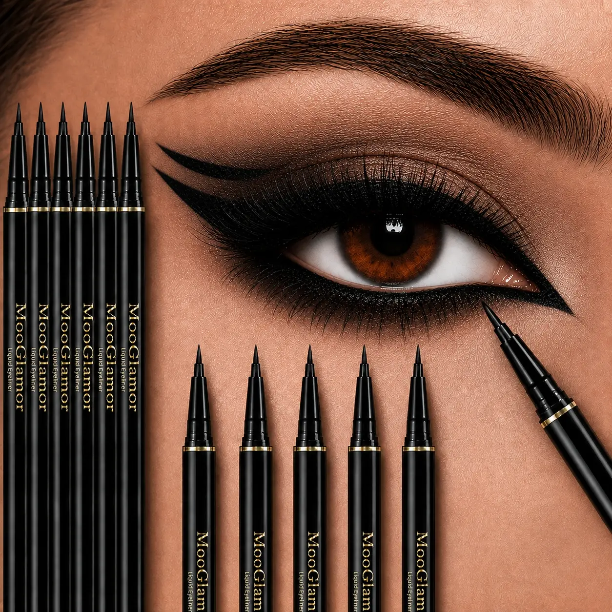 12‑pack Waterproof Liquid Eyeliner – Matte Tip, Easy‑to‑Use, Long‑lasting Black Eye Makeup for Effortless Daily Looks
