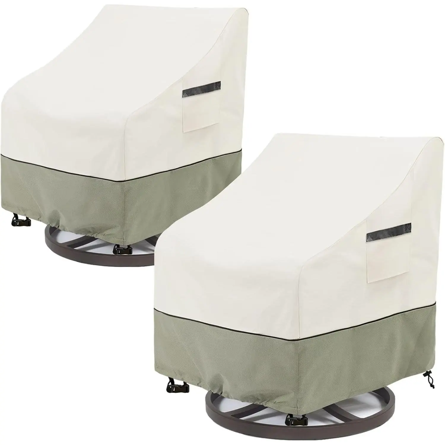 Outdoor Swivel Lounge Chair Cover 2 Pack,100% Waterproof Heavy Duty Outdoor Chair Covers,(33 W x 35 D x 38.5 H inches) Patio Furniture Cover for Swivel Patio Chair,White&Grayish Green