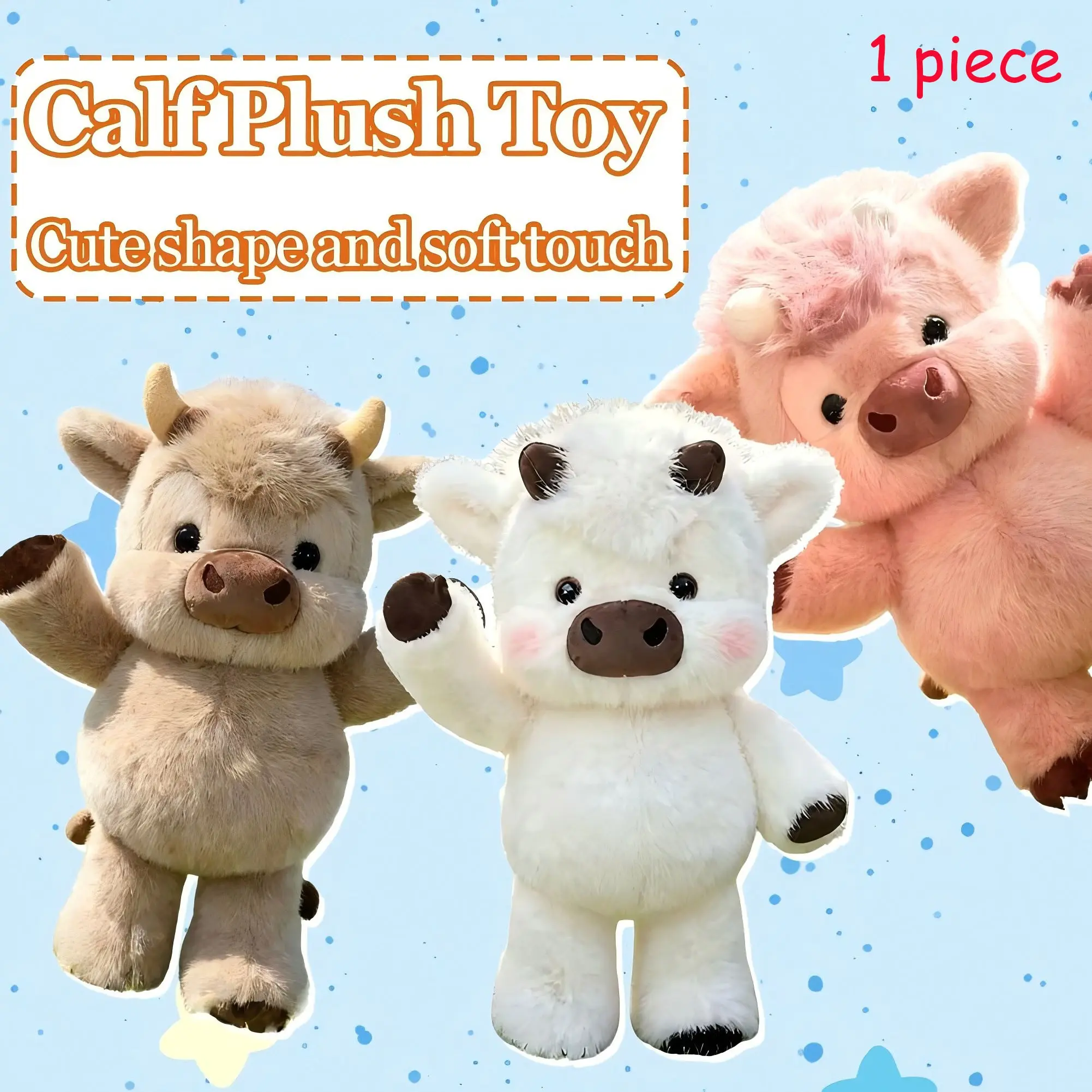 Funny Running Cow Plush Toy, Pull the Head to Make Arms & Legs Move, Cute Interactive Moveable Stuffed Animal for All Ages, Fun Gift for Kids