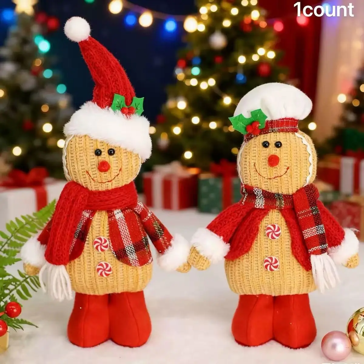 New Christmas Standing Gingerbread Man Dolls, Creative Mini Figures for Holiday Scene Decoration, Desktop Display Props